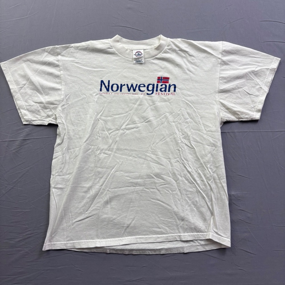 Vintage 2003 Norwegian Festival NYC Central Park T-Shirt Mens‎ Large White Delta